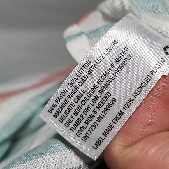 Knox Rose Women's Striped V-Neck 3/4 Sleeve Boho Rayon Blend Blouse - Picture 8 of 10